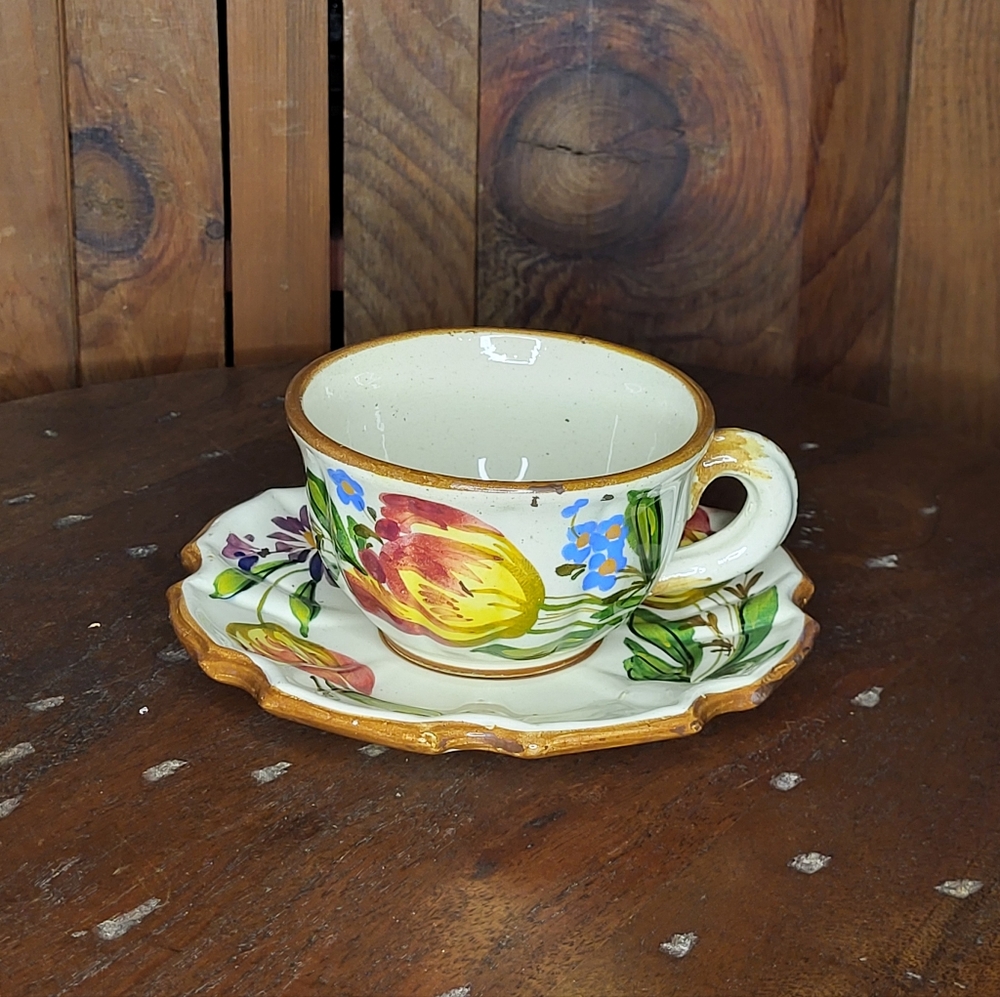 Italian Pottery Cup and Saucer Set